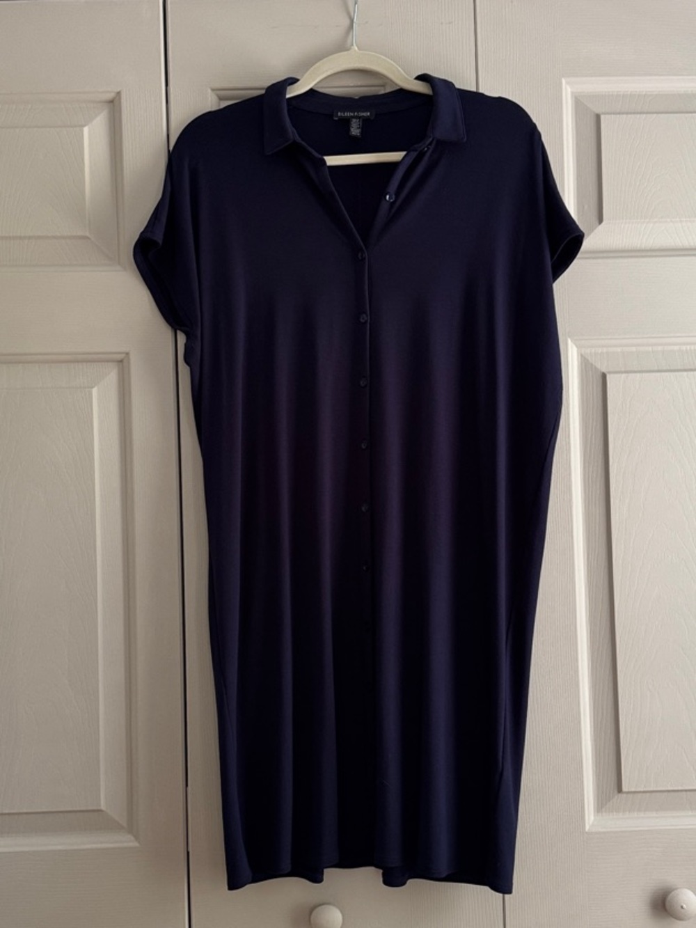 Eileen Fisher Navy Button-Front Dress